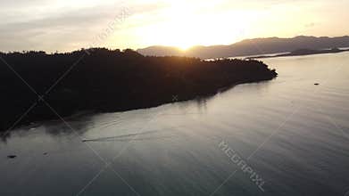 Philippine Paradise: Aerial Drone Views of Stunning Sunsets, Sunrises, and Tropical Beaches with Palm Trees