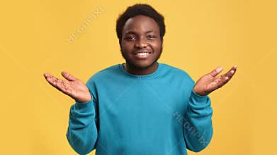 Portrait surprised amazement African man gesturing what with shocked emotion posing isolated