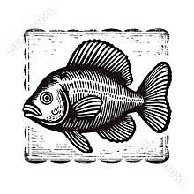 Vintage Poster Style Hand Drawn Fish Illustration