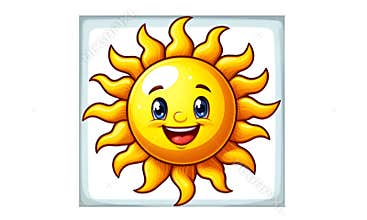 Cute sun cartoon with smiley face. A sun cartoon illustration.