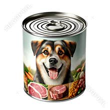 Dog food tin can product isolated on white transparent background