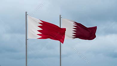 Qatar and Bahrain flag