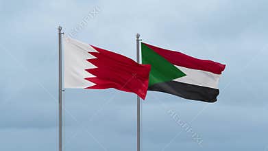 Sudan and Bahrain flag
