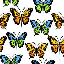 Seamless pattern of baby simple butterflies. hand drawing. Not AI, Vector illustration
