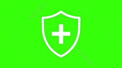 health shield icon animation protective shield locking barrier health guard bacteria icon logo emblem green screen 4k