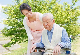 Japanese caregivers and senior in the field caregiver