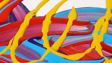 Making Abstract Art With Colorful Paints Closeups