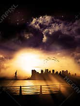 New York City Silhouette Sunset