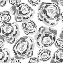 Roses flowers monochrome seamless pattern in naive style.
