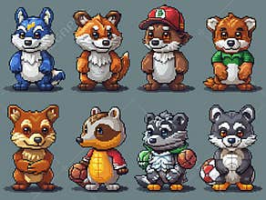 Pixel Art Sports Team Logos for a Fantasy League Mascots and emblems blur into digital fan art