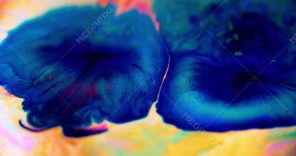 Ink spill sparkling paint drop blue pink flower