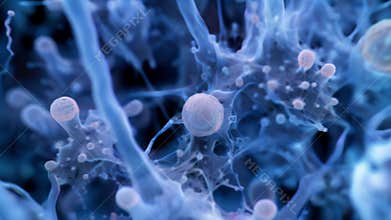 This microscopic image captures the dynamic movement of fungal hyphae as they extend and retract to explore and absorb