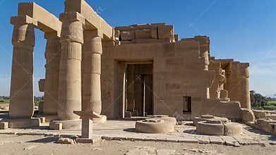 The Ramesseum is the memorial temple or mortuary temple of Pharaoh Ramesses II. It is located in the Theban necropolis