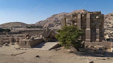 The Ramesseum is the memorial temple or mortuary temple of Pharaoh Ramesses II. It is located in the Theban necropolis
