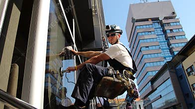 Window Washers on a Office Building