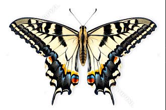 Beautiful Swallowtail butterfly isolated on a white background with clipping path