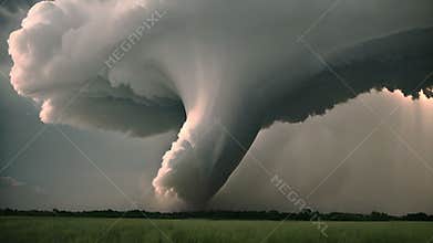Massive tornado funnel.