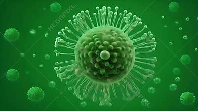 Viral entity in green background