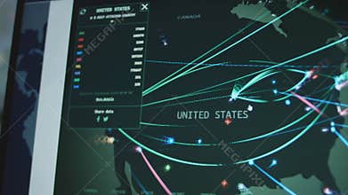Global cyber attack around the world with planet Earth viewed from space. Cyber attacks coming from USA