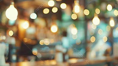 Generative AI Abstract blur coffee shop background Blurred background  Coffee shop blur background with bokeh ligh