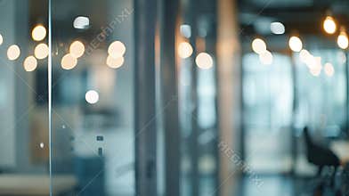 Generative AI office blur background with bokeh business concept.