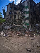 Destroyed building during the armed conflict