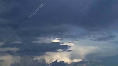 The skies. Fast moving clouds on the blue sky