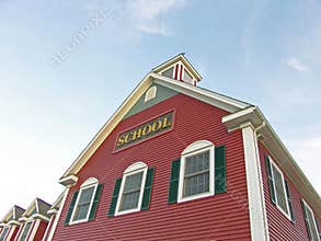 Colonial House School Blue Sky