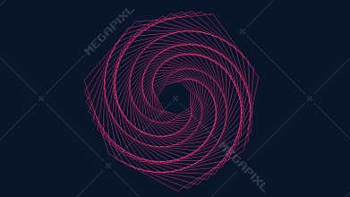 Mystical pink spiral formed by intricate woven lines on dark background