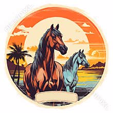 Free range horse silhouette for vintage retro rustic countryside western country farm ranch logo design