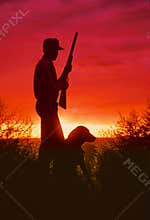 Hunter and Dog Silhouette