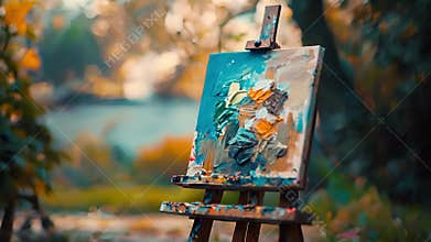 The outdoor environment is blurred as aspiring artists hone their skills