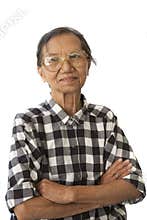 Face of senior woman 70s years old isolated white