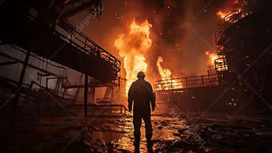 reflection oil rig fire