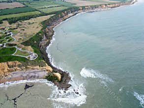Bunkers and bomb craters at pointe du Hoc, France
