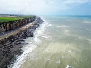 Bunkers and bomb craters at pointe du Hoc, France