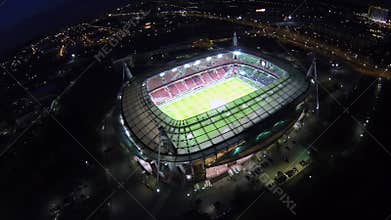 People watch match of UEFA Champions League on