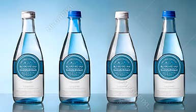 Packaging for mineral water bottles, label design