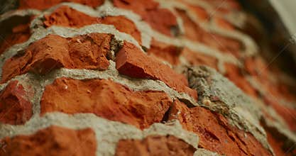 Brick Wall Damaged by War Close-Up of Ashes and Rubble