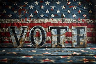 Vote symbolizing the american spirit amidst the national flag for us presidential elections