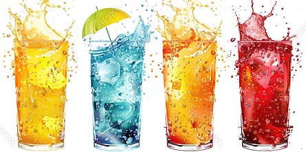 Refreshing Soft Drinks Clipart. High-quality illustrations of various soft drinks