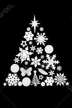 Christmas Tree Concept Shape White Glitter Bauble Decorations
