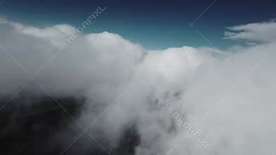 Aerial fpv view Real flight in the clouds first-person view from the cockpit. Cloud surfing in sunny weather. Aerial