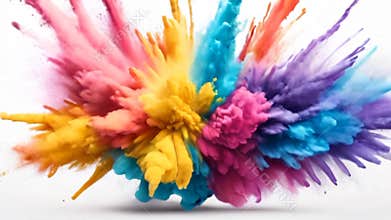 Colored powder explosion isolated on white background Generative AI