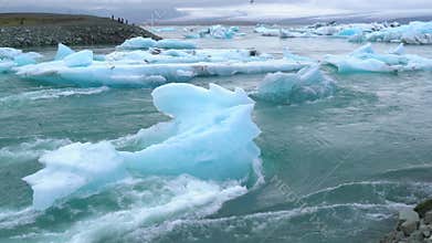 View of Jokulsarlon Glacier Lagoon in Vatnajokull National Park.