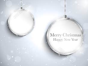 Merry Christmas Happy New Year Ball Silver with St