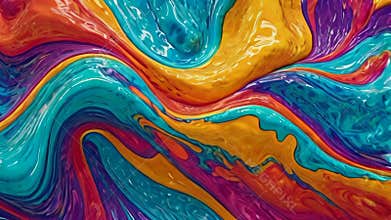 Colorful liquid surface morphing and flowing