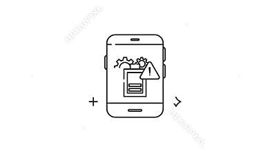 Smartphone screen displays warning message with gears