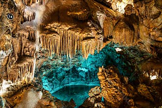 Mira de Aire Caves, Grutas de Mira de Aire at Leiria, Portugal. A set of limestone caves in Porto de Mos