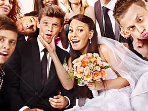 Bride and groom in photobooth.